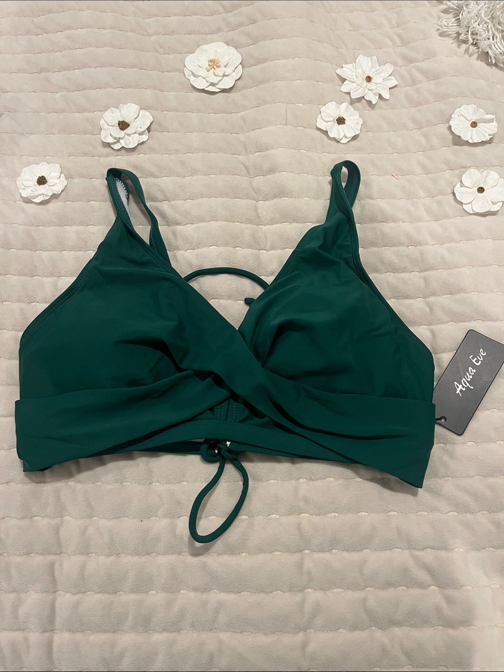 Aqua Eve Deep Green Wrap Bandeau Top